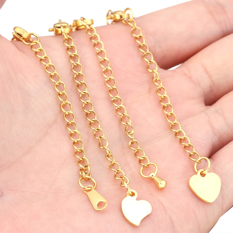 10pcs/Lot 50mm Stainless Steel Necklace Extension Chain Bulk Bracelet Extended Chains Tail Chains Extender For Jewelry Making thumbnail 5
