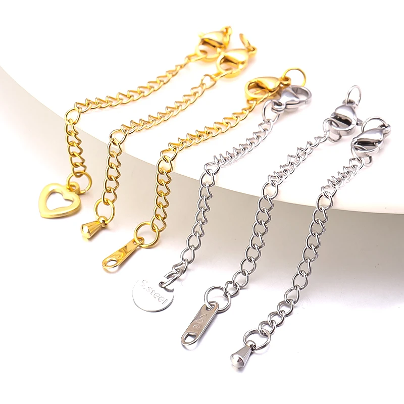 10pcs/Lot 50mm Stainless Steel Necklace Extension Chain Bulk Bracelet Extended Chains Tail Chains Extender For Jewelry Making thumbnail 3