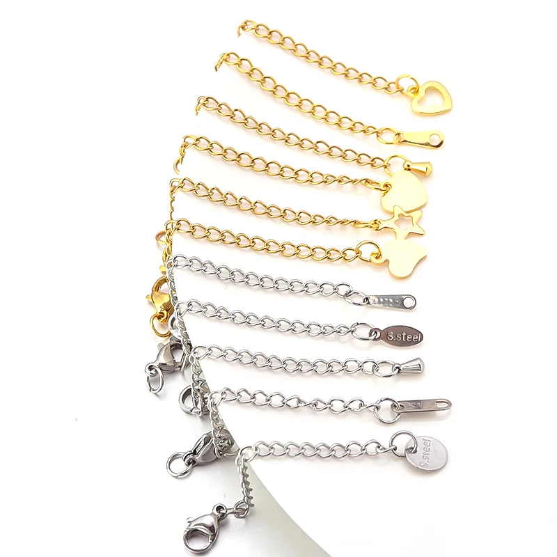 10pcs/Lot 50mm Stainless Steel Necklace Extension Chain Bulk Bracelet Extended Chains Tail Chains Extender For Jewelry Making thumbnail 6