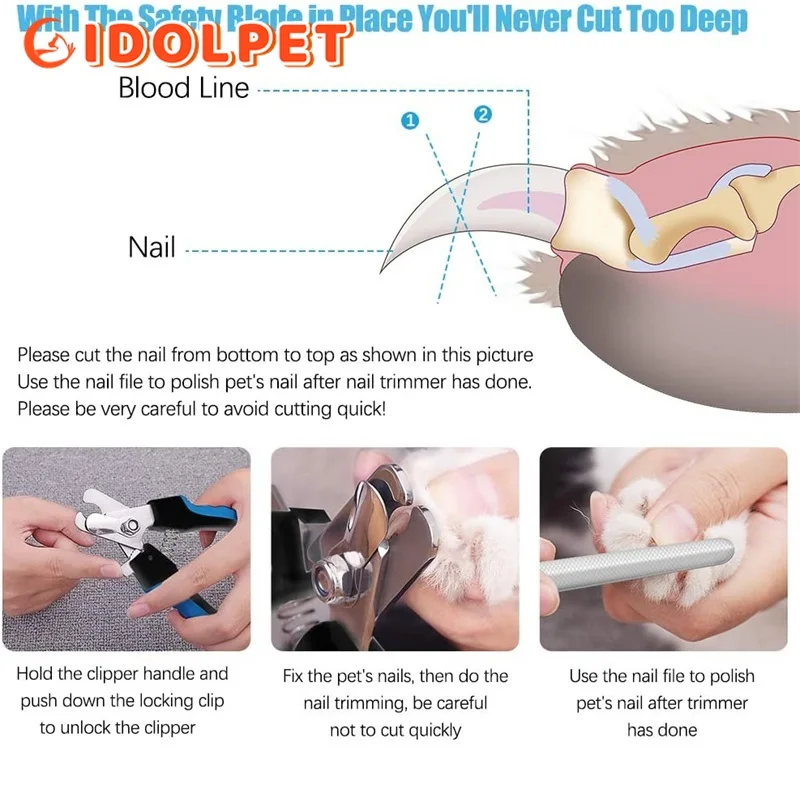 Professional Pet Nail Clipper with Safety Guard  Stainless Steel Scissors Cat Dog for Claw Care Grooming Supplies Size Fits thumbnail 4