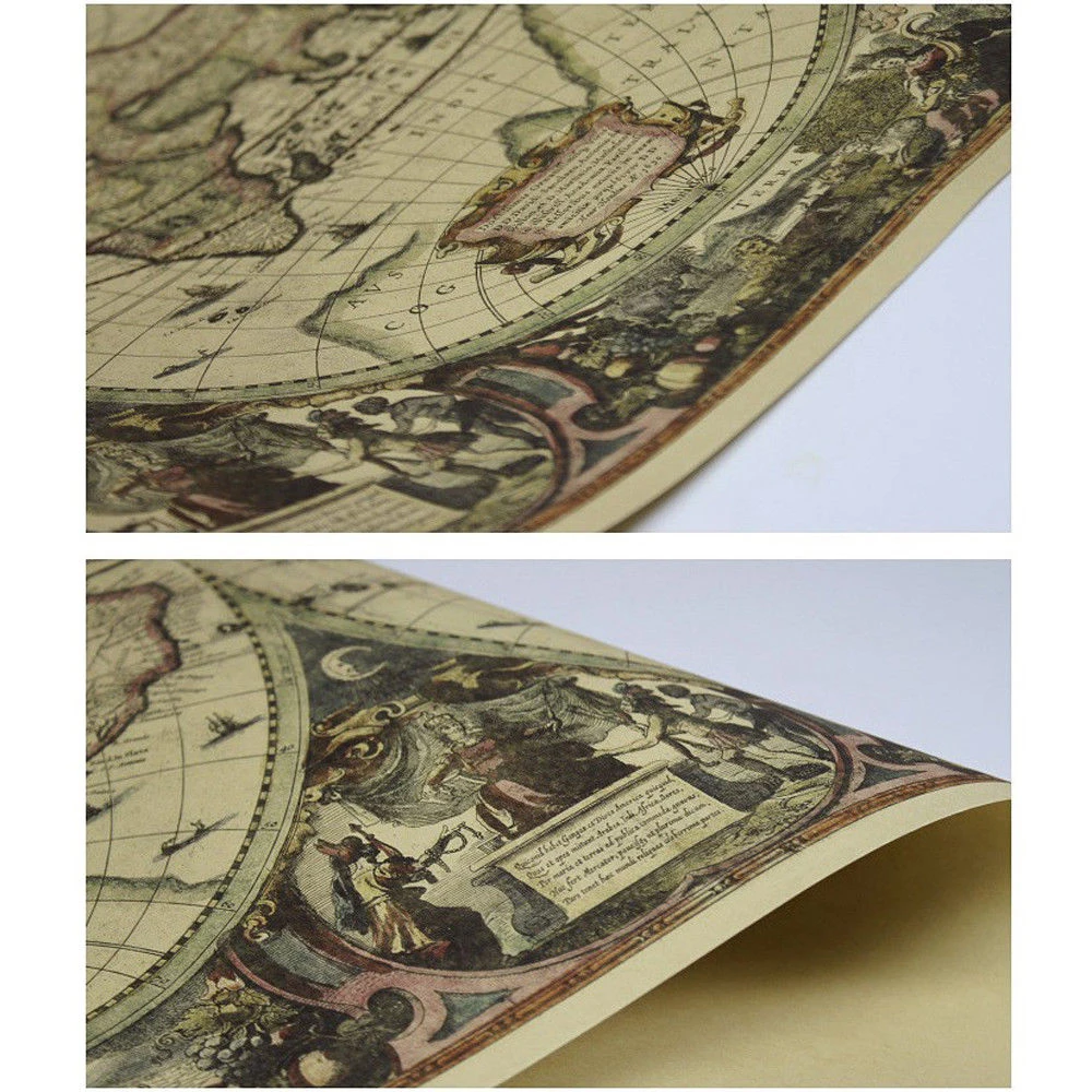 72*51cm World Map Vintage Journal Poster Retro World Globe Map Personalized Atlas Poster Decoration For Office School Maps thumbnail 3