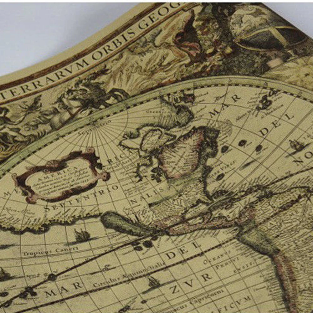 72*51cm World Map Vintage Journal Poster Retro World Globe Map Personalized Atlas Poster Decoration For Office School Maps thumbnail 5
