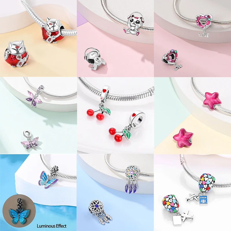 Fit Qikaola 925 Original Bracelets Blue Zircon Owl Luminous Sea Turtle Octopus 925 Silver Charms Beads DIY Birthday Jewelry Gift thumbnail 2