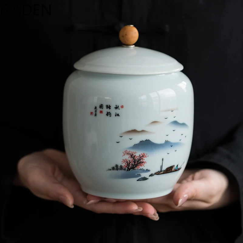 Ceramic Tea Pot Black Tea Sealed Pot Moisture-proof Storage Tea Pot Retro Home Decoration Storage Pot Living Room Coffee Table thumbnail 2