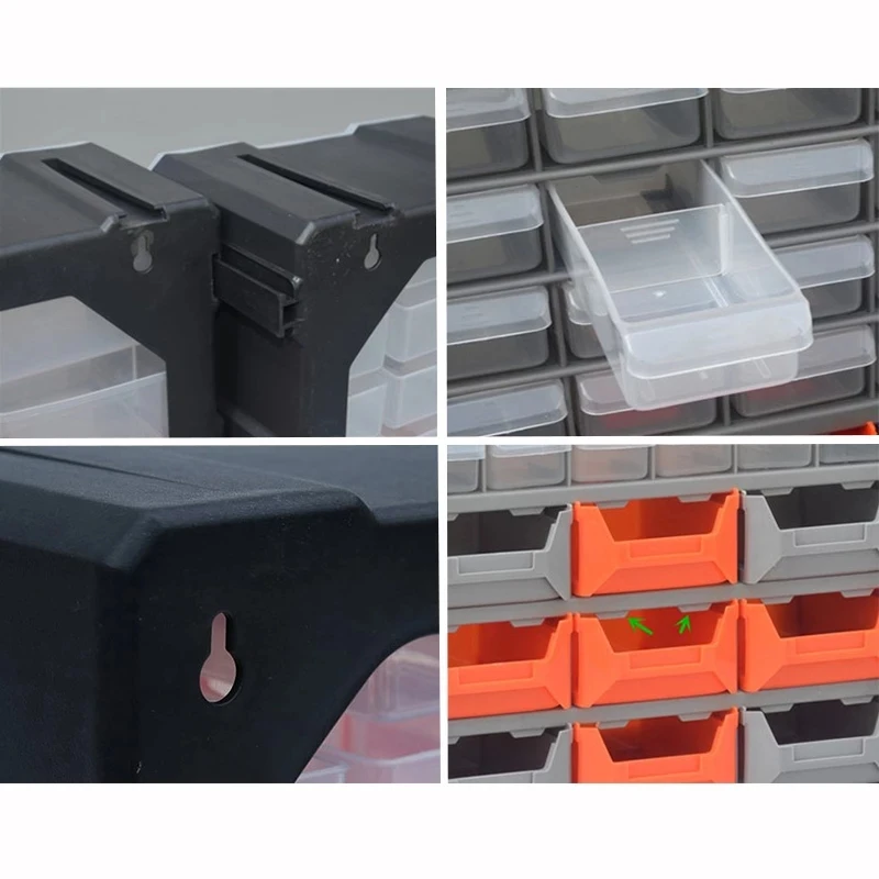 Multi-grid Drawer Type Parts Box Wall-mounted Combined Component Tool Box Building Blocks Screw Storage Box Tool Case thumbnail 4