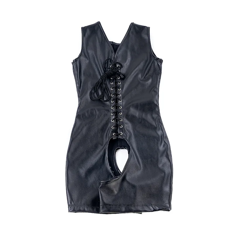 PU Leather Housewife Open Chest and Butt Tights Crotchless Bodysuit Harness Sexy Costume BDSM Bondage Rompers Sex Toys Women thumbnail 5