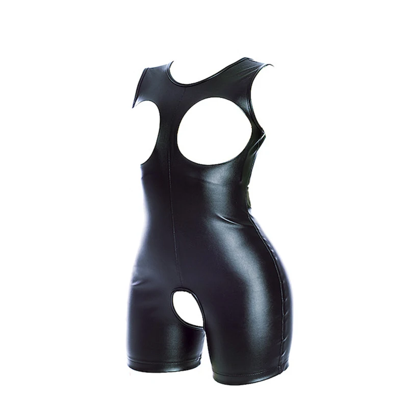 PU Leather Housewife Open Chest and Butt Tights Crotchless Bodysuit Harness Sexy Costume BDSM Bondage Rompers Sex Toys Women thumbnail 2
