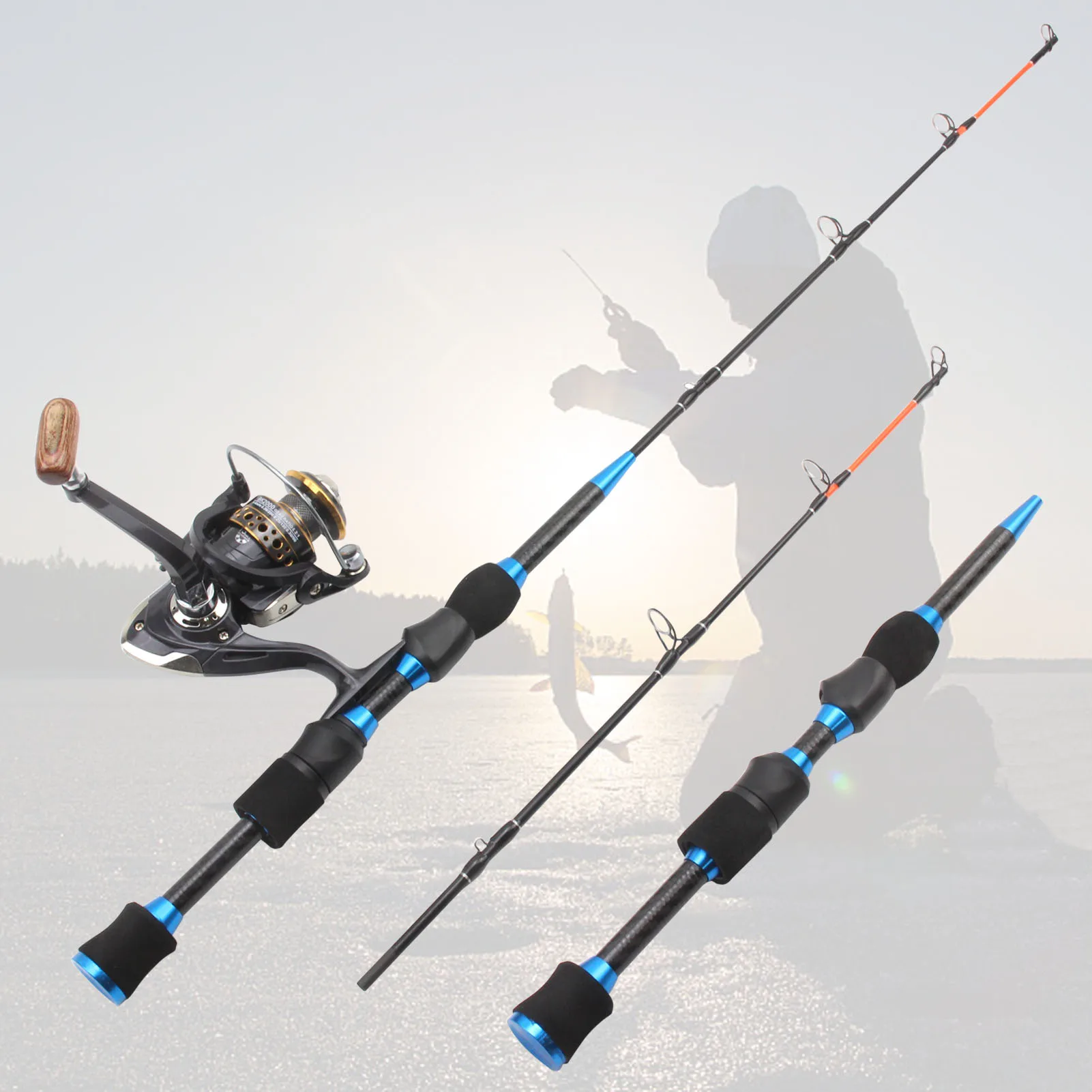 NEW 65cm 70g winter On ice fishing rod carbon Super hard Spinning Rod Travel ice Rod Reel Combos Big fish carp pole set pesca thumbnail 2