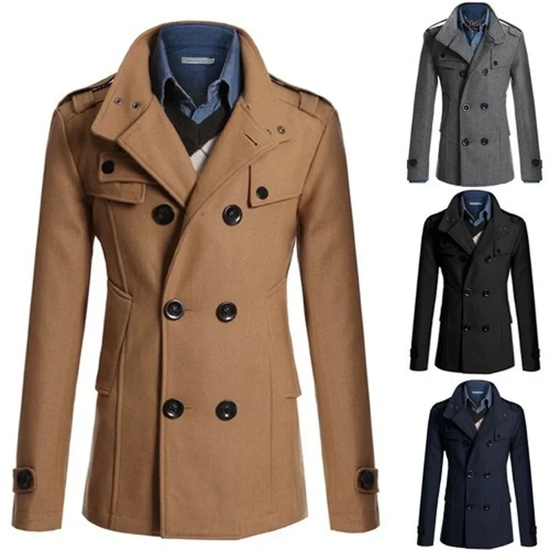 2026 Brand New Men's Mao Wool Overcoat for Male Long Suit Woolen Windbreaker Men's Coat Outer Wear Clothing thumbnail 3