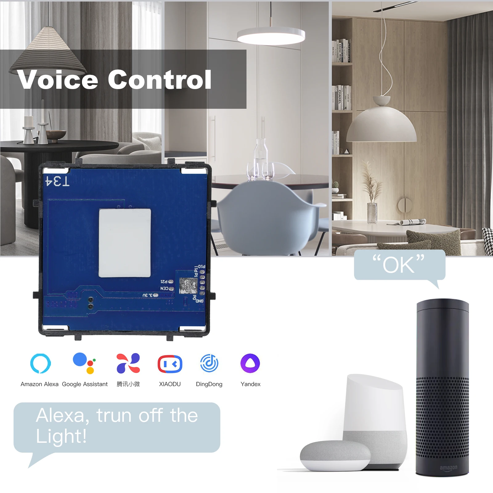 BSEED Smart Touch Switch Function Key 1/2/3Gang 1/2/3Way WIFI Light Switches Base DIY Parts Smart App Control Neutral Required thumbnail 3