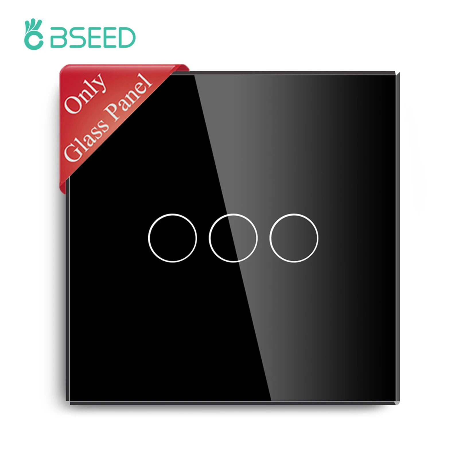BSEED Single Wall Touch Switch Panel 1/2/3Gang For Light Switch Crystal Glass DIY Parts EU Standard 86*86mm Metal Base Included thumbnail 4