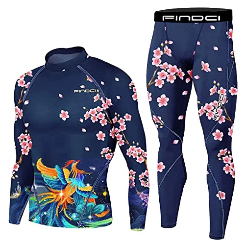Findci Men's Gym Running Fitness Kit Compression Pants Shirt Top Long Sleeve Jacket Set 2 PCS - Workout Outfit Set thumbnail 2