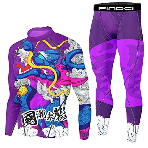 Findci Men's Gym Running Fitness Kit Compression Pants Shirt Top Long Sleeve Jacket Set 2 PCS - Workout Outfit Set thumbnail 3