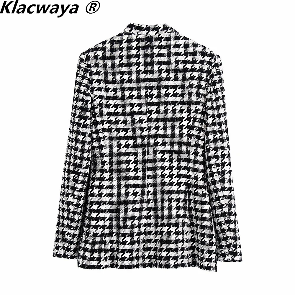 Klacwaya 2021 Women Two-Piece Set Vintage V Neck No Buckle Plaid Textured Blazer Jacket Female High Waist Shorts Elegant Suit thumbnail 4