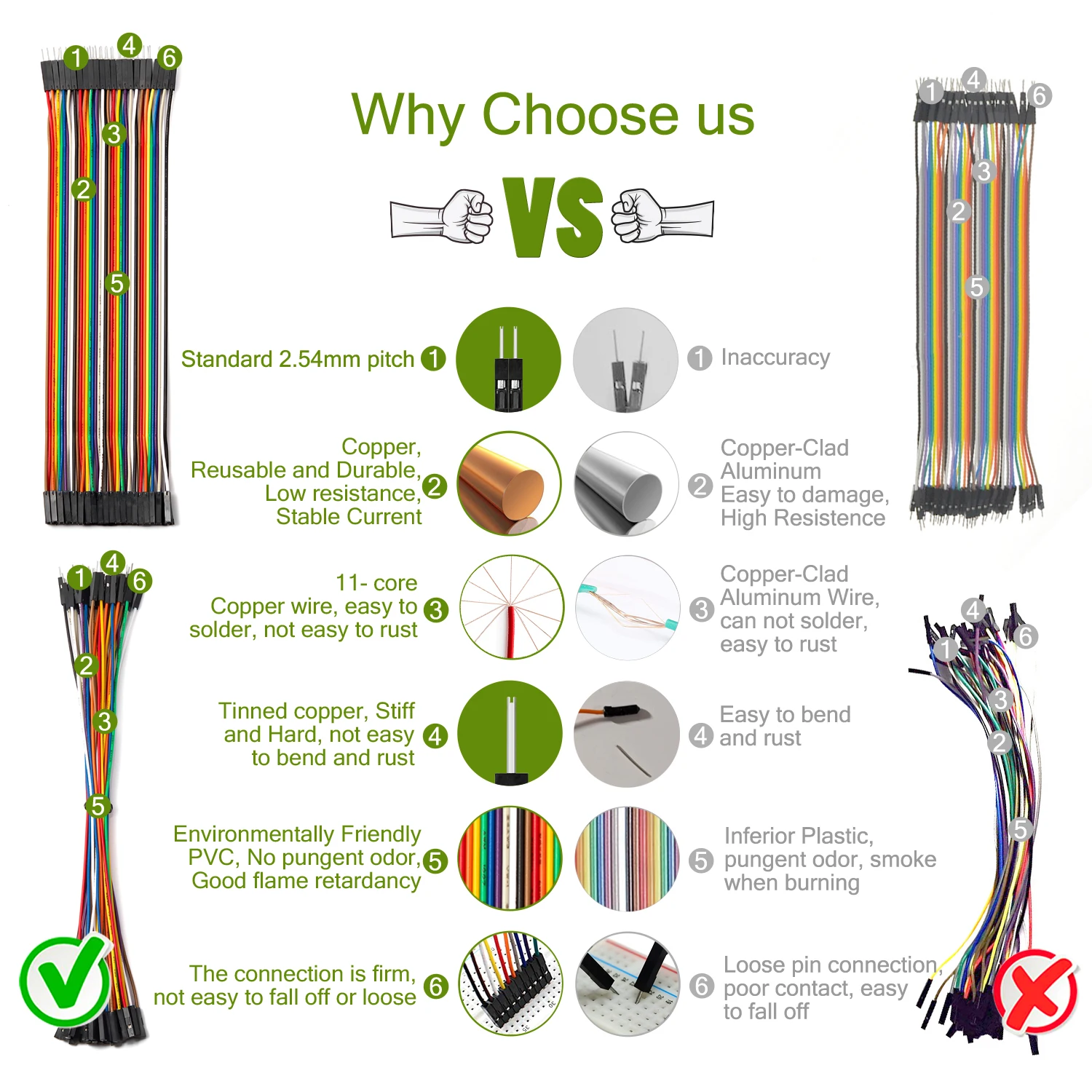 Copper Jumper Wire Dupont Cable 10cm 20cm 30cm Male Female 24AWG Solderless Flexible Line Connector for DIY Arduino Breadboard thumbnail 3