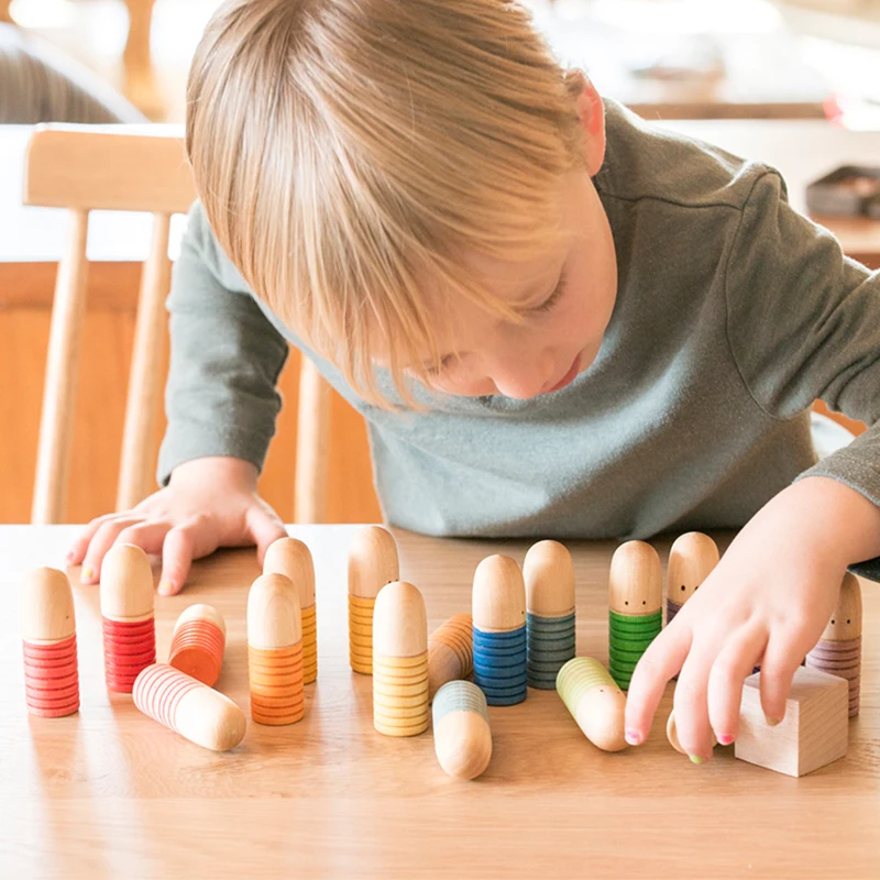 Kids Loose Parts Play Materials Rainbow Blocks Children Wooden Constructor Waldorf Toys Montessori At Home Toddler Activities thumbnail 3