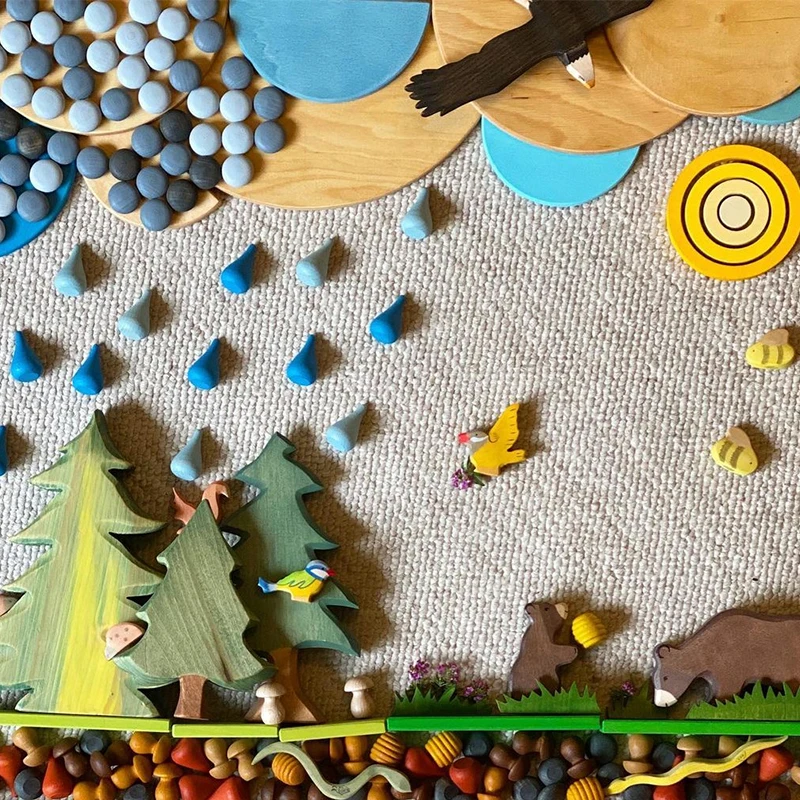 Kids Loose Parts Play Materials Rainbow Blocks Children Wooden Constructor Waldorf Toys Montessori At Home Toddler Activities thumbnail 4