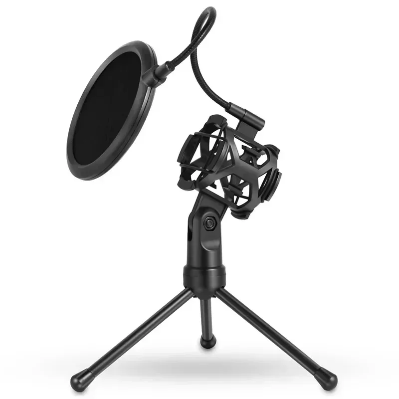 Microphone Pop Filter Holder Stick Desktop Tripod Stand Anti-Spray Net Kit Adjustable Microphone Stand Desktop Tripod thumbnail 2