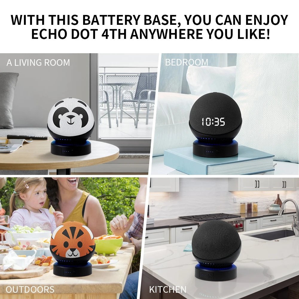 Echo Dot 4th/5th Gen Battery Base Portable Wireless Charger Mobile Alexa Smart Speasker Battery Base for Echo Dot 4th/5th thumbnail 5