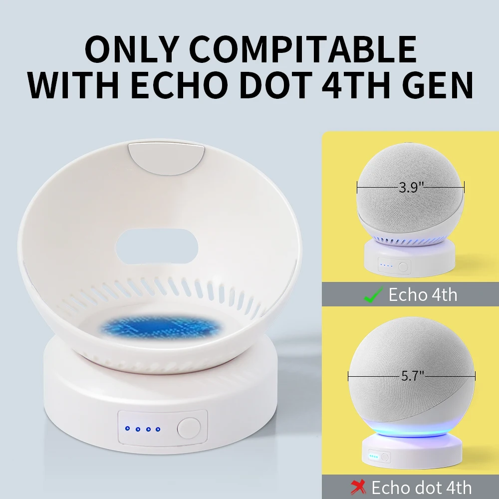 Echo Dot 4th/5th Gen Battery Base Portable Wireless Charger Mobile Alexa Smart Speasker Battery Base for Echo Dot 4th/5th thumbnail 4