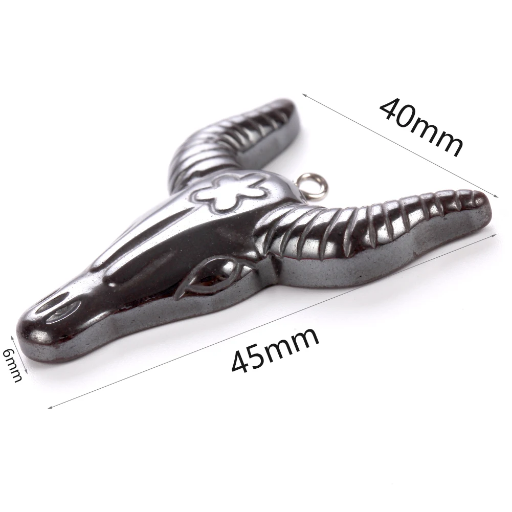 Black Natural Hematite Stone Charms Pendant Star Round Turtle Heart Animal Charms For Jewelry Making Diy Necklace Accessories thumbnail 6