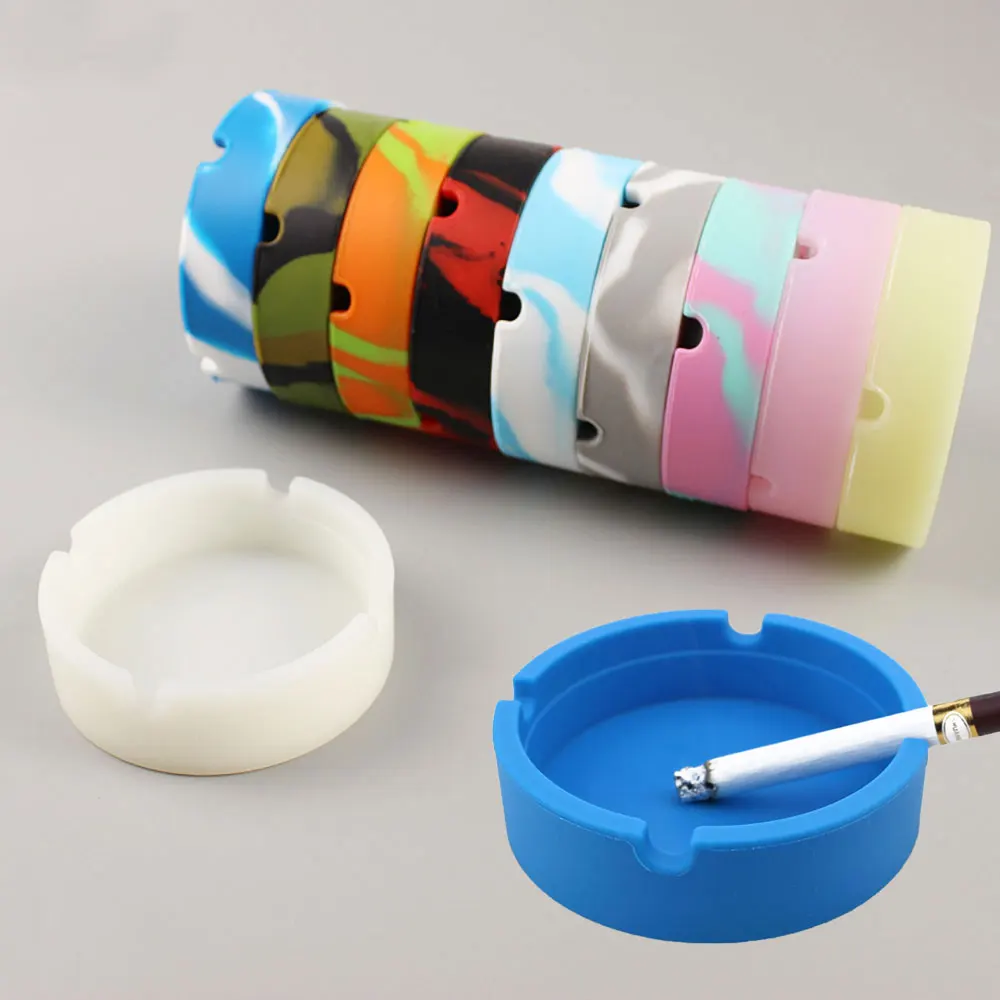 Silicone world Portable Silicone Round Ashtray Durable Soft Eco-friendly Ashtray High Temperature ResistanceAnti-fallAnti-slip thumbnail 2