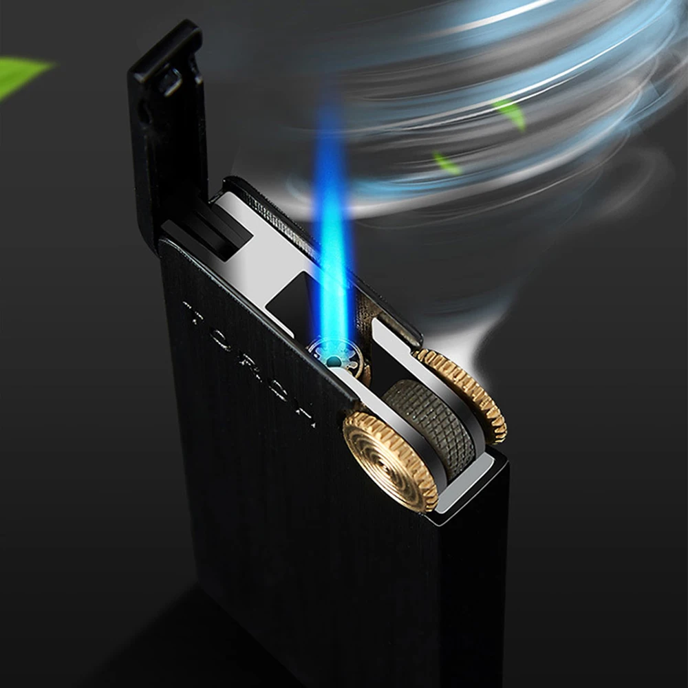Windproof Torch Grinding Wheel Lighter Cigar Butane Lighter Spray Gun Portable Lighter Kitchen Outdoor Blue Flame thumbnail 5
