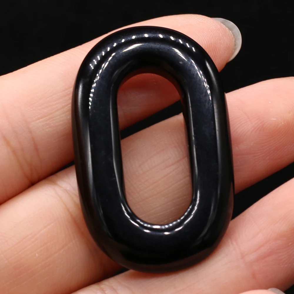 Hot Selling Natural Gem Stone Hollow Oval Pendant Dalmatian Jasper Charms for DIY Crafts Earring Necklace Jewelry Making 25x40mm thumbnail 6
