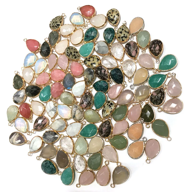 Natural Stone Pendant Water Drop Shape Faceted Mix Color Exquisite Charms For Jewelry Making DIY Bracelet Necklace Accessories thumbnail 2