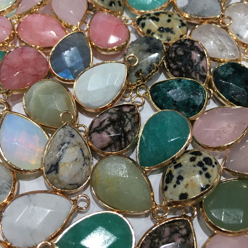 Natural Stone Pendant Water Drop Shape Faceted Mix Color Exquisite Charms For Jewelry Making DIY Bracelet Necklace Accessories thumbnail 5