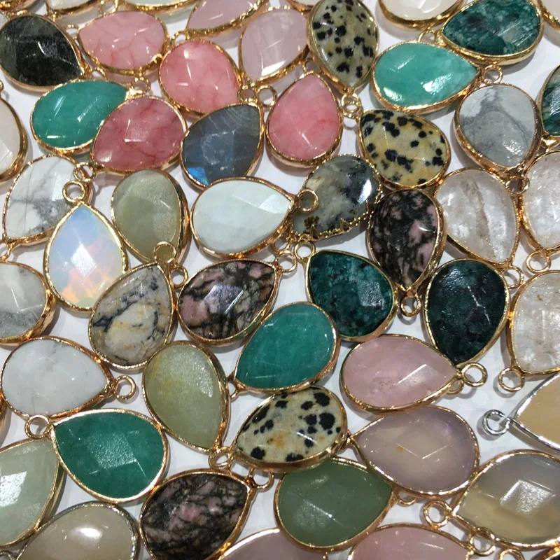 Natural Stone Pendant Water Drop Shape Faceted Mix Color Exquisite Charms For Jewelry Making DIY Bracelet Necklace Accessories thumbnail 6