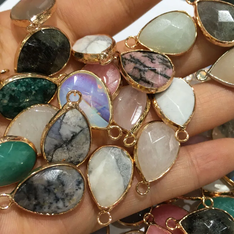 Natural Stone Pendant Water Drop Shape Faceted Mix Color Exquisite Charms For Jewelry Making DIY Bracelet Necklace Accessories thumbnail 4
