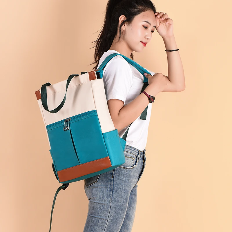 Oxford Water Repellent Women Backpack Large Capacity School Girl Laptop Books Shoulder Bags Contrast Color Female Travel Satchel thumbnail 2