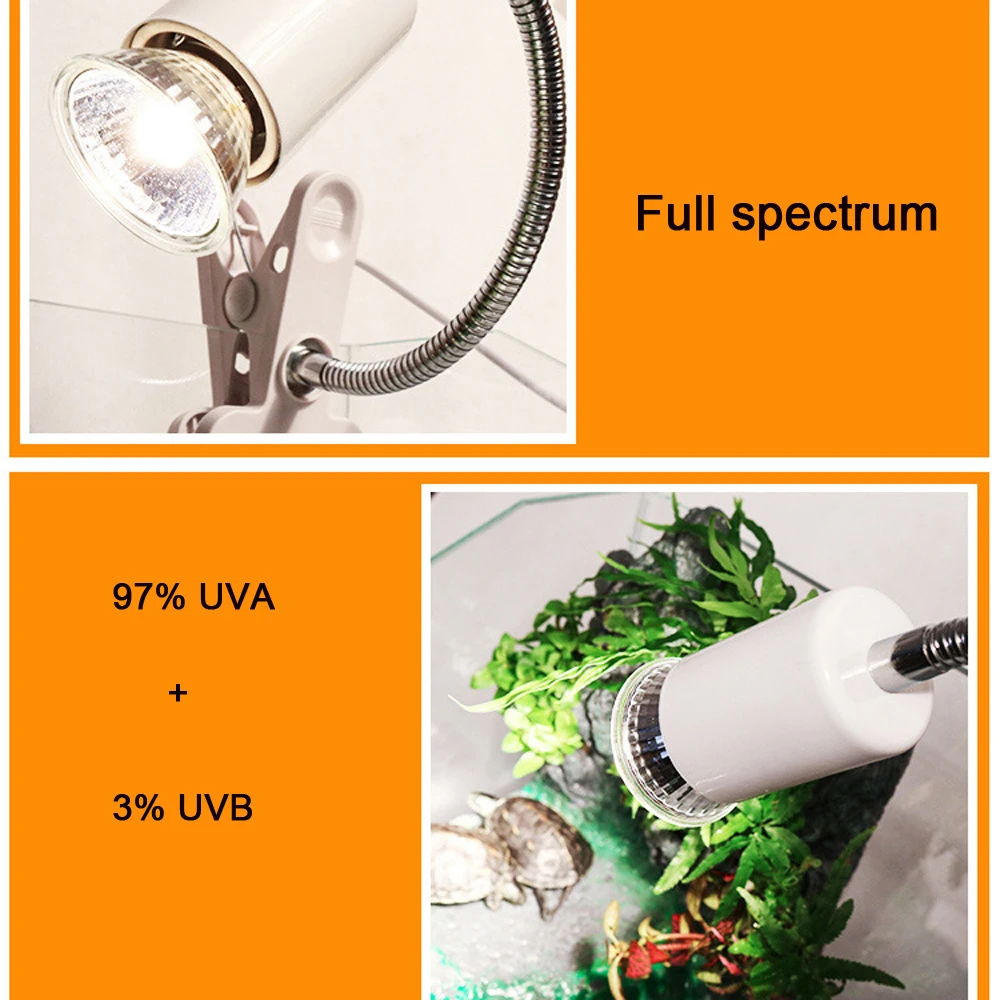 UVA+UVB 3.0 Reptile Lamp Turtle Basking UV Light Bulbs Heating Lamp Amphibians Lizards Temperature Control 25/50/75W thumbnail 4