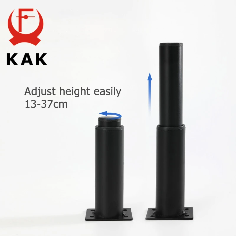 KAK Black Furniture Legs Adjustable Height Carbon Steel Table Feet Sofa Bed Leg Replacement 1000KG Heavy Duty Furniture Hardware thumbnail 2