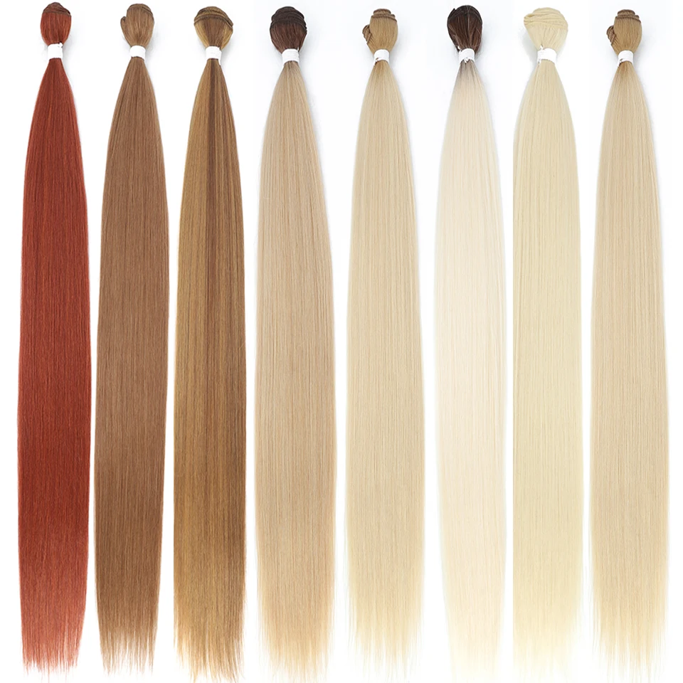 30" Bio Straight Hair Extensions 150g 200g/pc Synthetic Hair Bundles Ombre Blonde Gery Ash Blondes 27-30-613 Soft Hair Weaving thumbnail 4