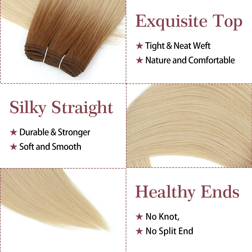 30" Bio Straight Hair Extensions 150g 200g/pc Synthetic Hair Bundles Ombre Blonde Gery Ash Blondes 27-30-613 Soft Hair Weaving thumbnail 3