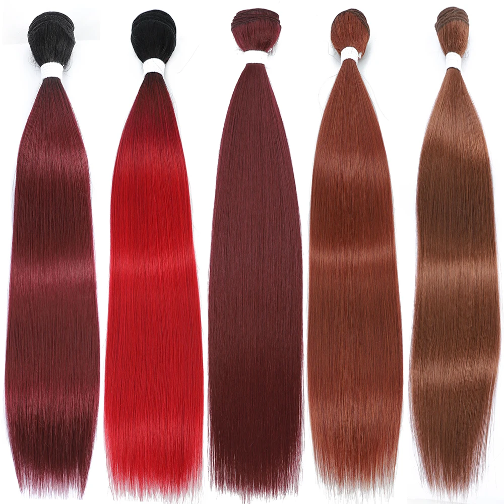 30" Bio Straight Hair Extensions 150g 200g/pc Synthetic Hair Bundles Ombre Blonde Gery Ash Blondes 27-30-613 Soft Hair Weaving thumbnail 5