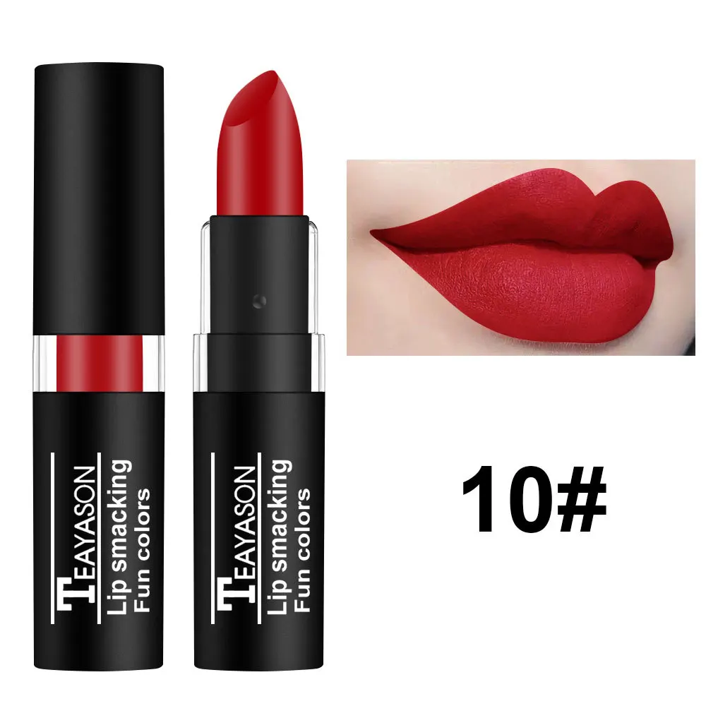 12 Color Lipstick Waterproof Long Lasting Cosmetic Black Blue Purple Green Matte Make Up Lip Gloss Makeup Red Lipstick thumbnail 3