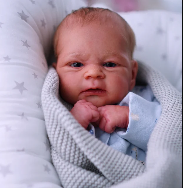 NPK 17inch Reborn Doll Kit Elijah Lifelike Soft Touch Flexible Fresh Color Unfinished Doll Parts with Body and eyes thumbnail 3