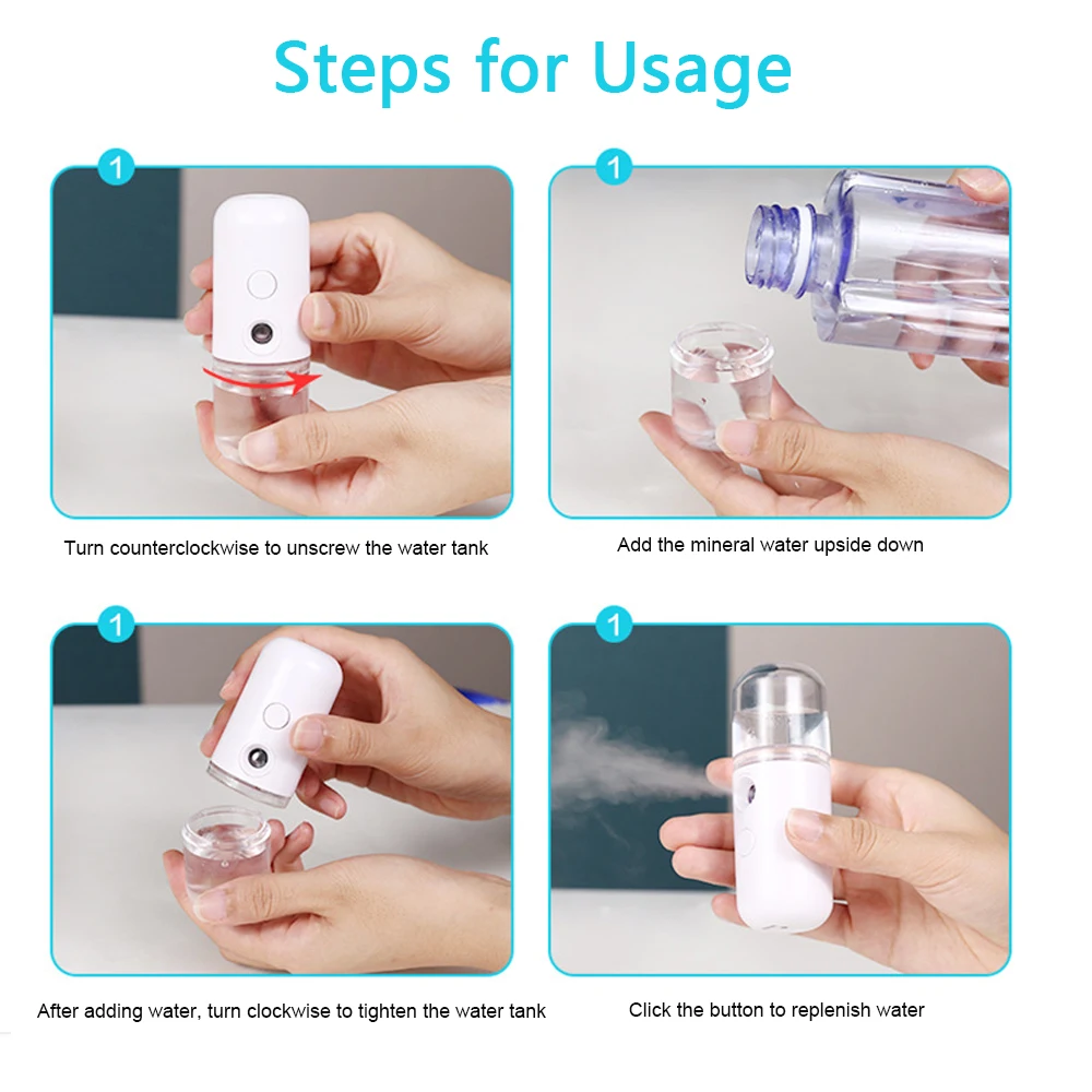USB Mist Facial Sprayer  Humidifier Rechargeable Nebulizer Face Steamer Moisturizing Beauty Instruments Face Skin Care Tools thumbnail 5