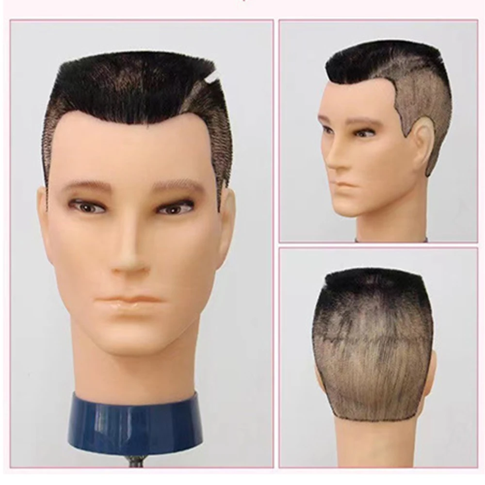 Male Mannequin Head 100%Synthetic Fiber Hair Cosmetology Hairdresser Practice Training Doll Head for Hair Styling With Free Gift thumbnail 4