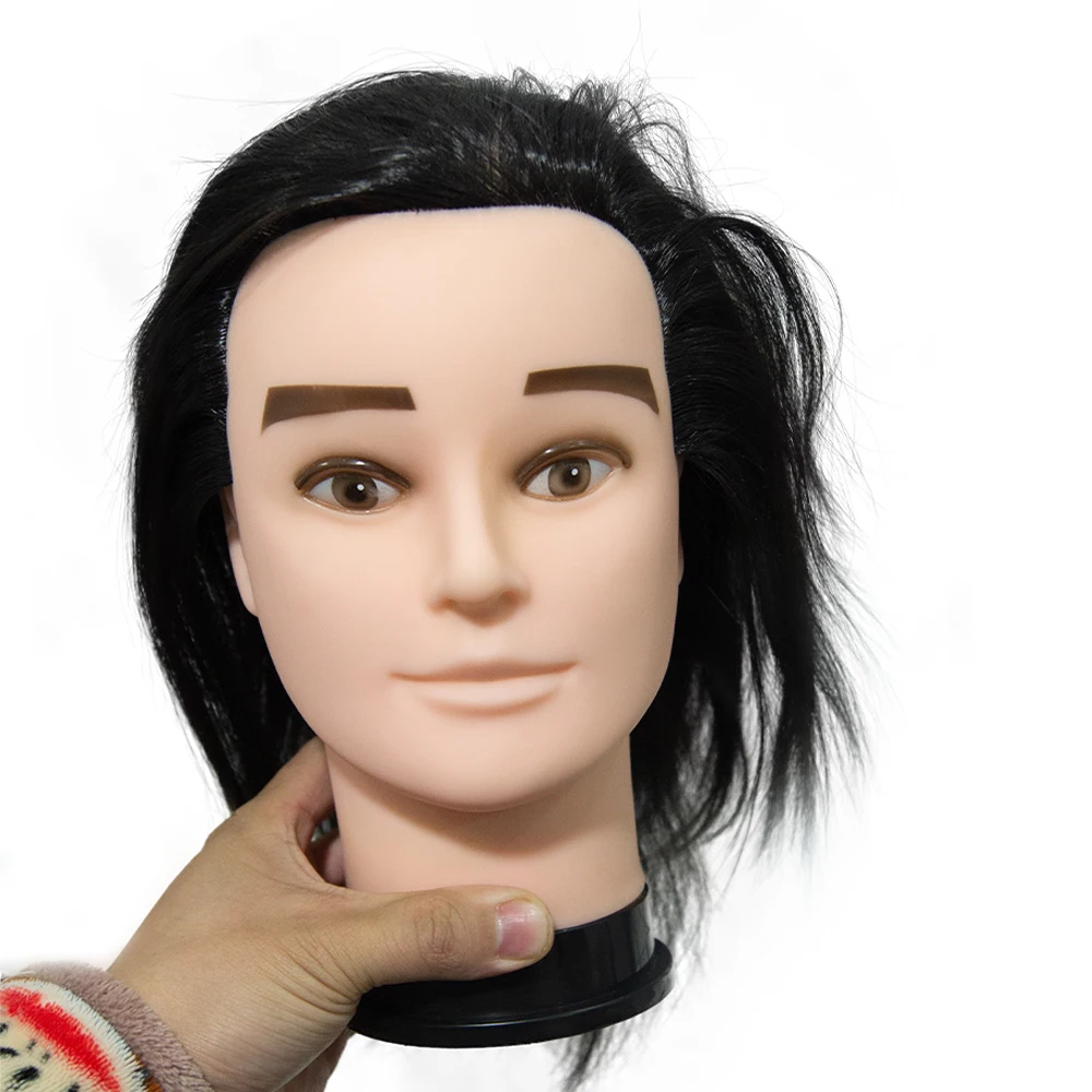 Male Mannequin Head 100%Synthetic Fiber Hair Cosmetology Hairdresser Practice Training Doll Head for Hair Styling With Free Gift thumbnail 6