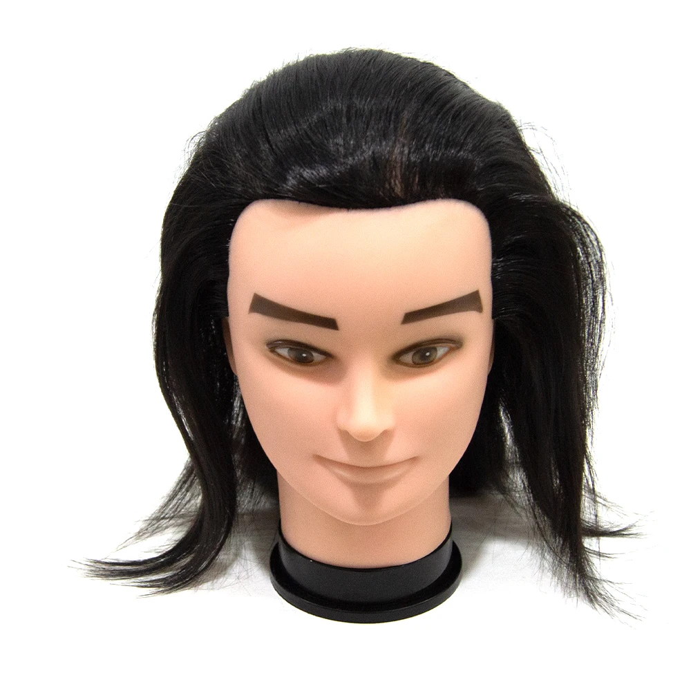 Male Mannequin Head 100%Synthetic Fiber Hair Cosmetology Hairdresser Practice Training Doll Head for Hair Styling With Free Gift thumbnail 5