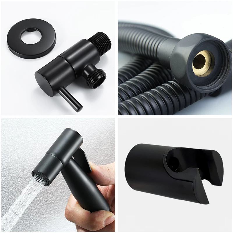 Handheld Toilet Bidet Sprayer with Brass Valve Stainless Steel Bidet Shower Hygienic Shower Wall Mounted Toilet Bidet Sprayer thumbnail 4