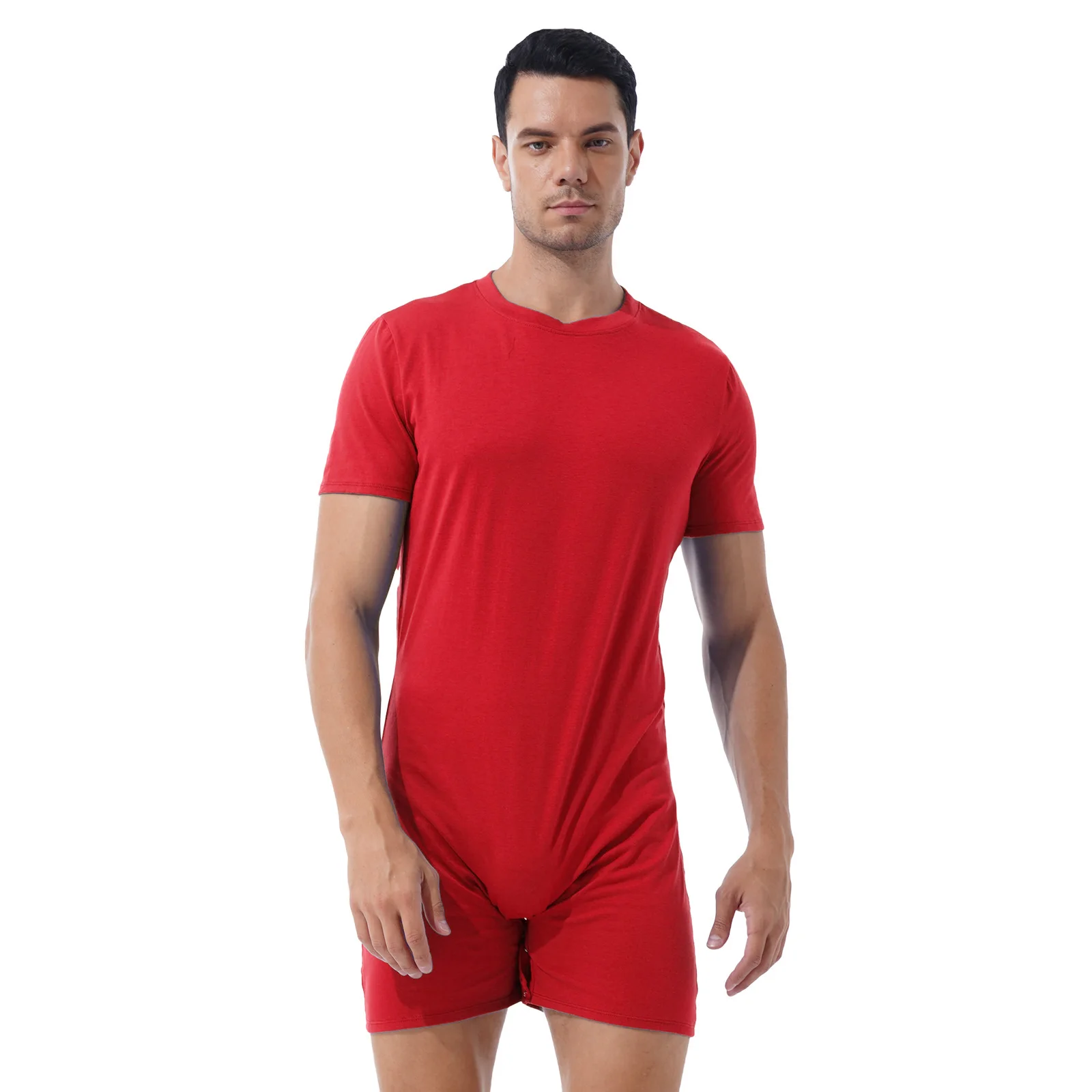 Mens Swimsuit Round Neck Short Sleeve Jumpsuit Swimwear Casual Invisible Zipper One-pieces Rompers Playsuits Summer Sportswear thumbnail 4