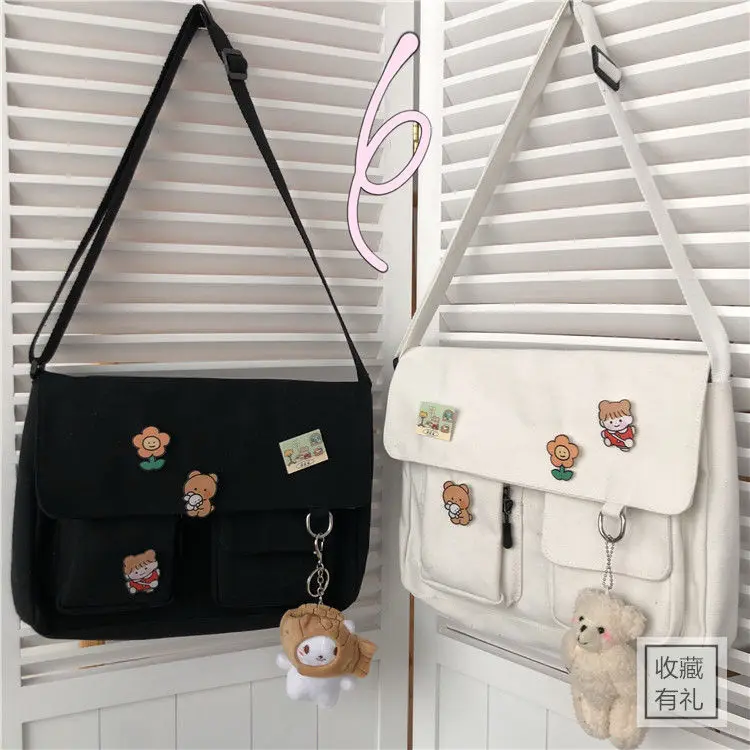Women Simple Messenger Bag Casual Satchel Ladies Handbags Shoulder Bag Pouch Girls Sweet Printed Canvas Cross School Bags Purses thumbnail 4