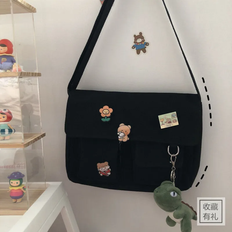 Women Simple Messenger Bag Casual Satchel Ladies Handbags Shoulder Bag Pouch Girls Sweet Printed Canvas Cross School Bags Purses thumbnail 5