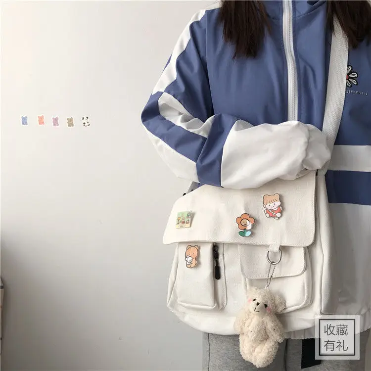 Women Simple Messenger Bag Casual Satchel Ladies Handbags Shoulder Bag Pouch Girls Sweet Printed Canvas Cross School Bags Purses thumbnail 2