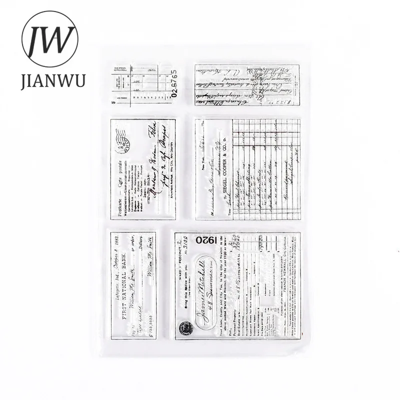 JIANWU Minimalist Black White Transparent Stamp Creative Retro Scrapbooking Journal Decoration Silicone Seal Stationery Supplies thumbnail 5